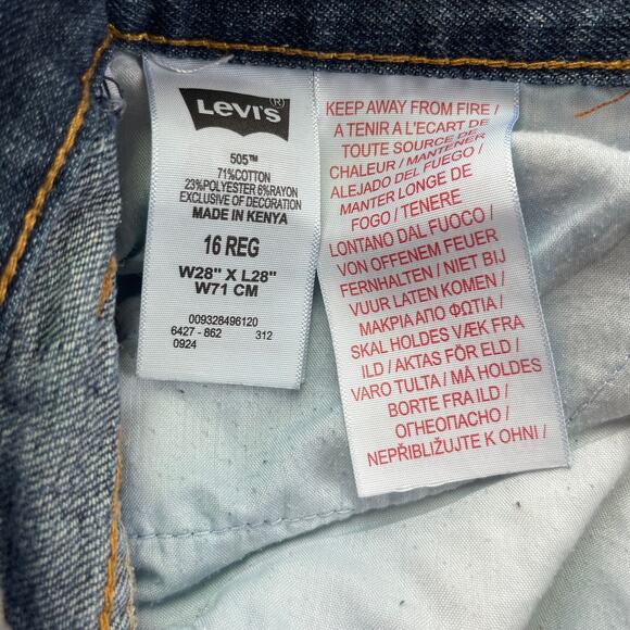 Levi’s 505 Youth Straight Leg Jeans Size 16 Regular Medium Blue Wash (W28 x L28) - Picture 5 of 8